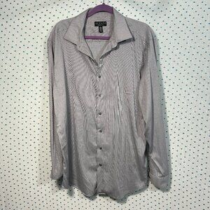 Alfani Athletic Fit Gray Long Sleeve Collared Button Up Dress Shirt